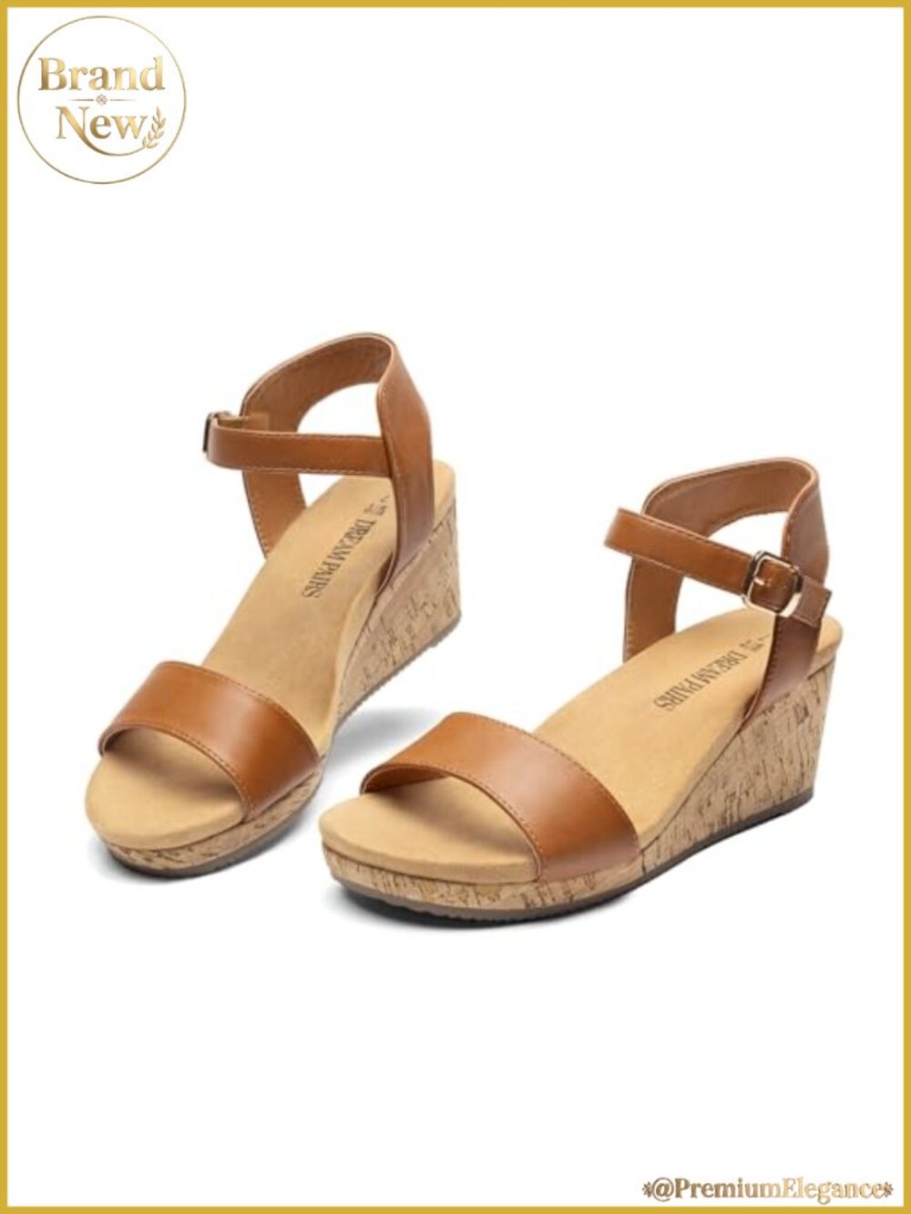 Cork Wedge Platform Sandals with Adjustable Ankle Strap
